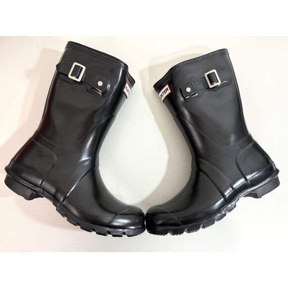 Hunter Original Gloss Mid Calf Rain Boots Women’s Black US 6M / 7F EU 38 - Picture 8 of 13